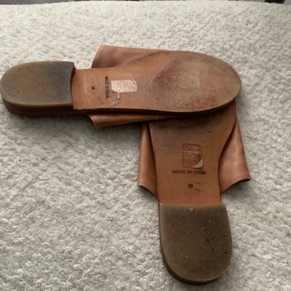 Free People Tan Leather Slide Sandals - Picture 4 of 5